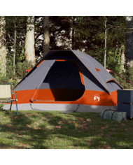 Tente de camping à dôme 2 personnes gris et orange imperméable | Mobilier & Déco