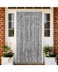 Rideau anti-mouches gris et noir et blanc 100x200 cm chenille | Mobilier & Déco
