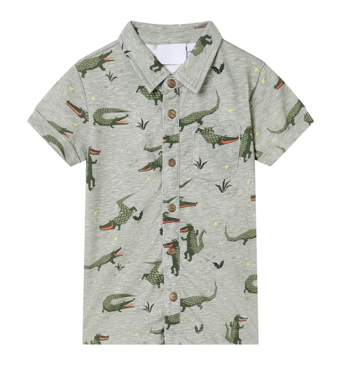 Chemise pour enfants mélange kaki clair 128 | Mobilier & Déco