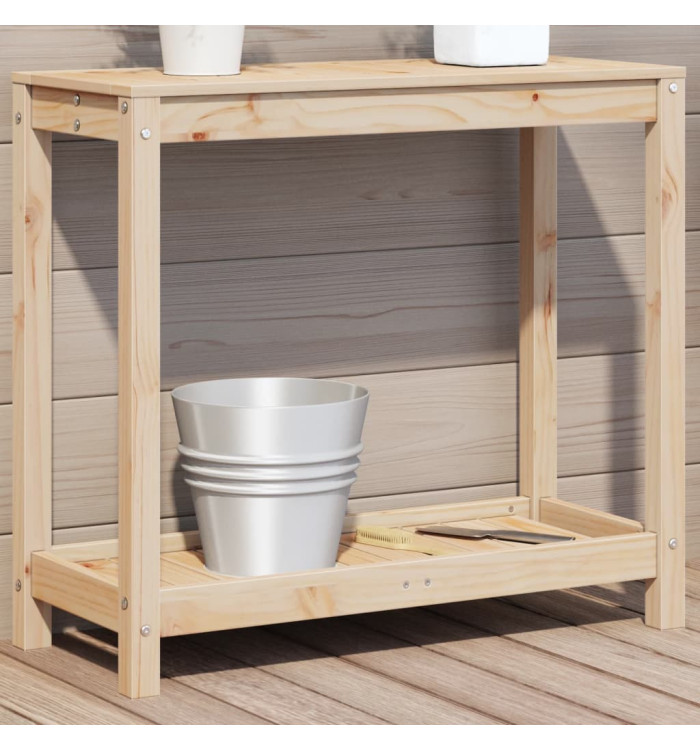 Table de rempotage avec étagère 82,5x35x75cm bois massif de pin | Mobilier & Déco