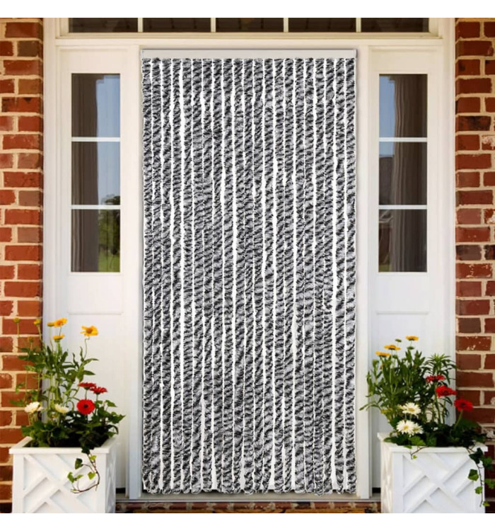 Rideau anti-mouches gris et noir et blanc 90x200 cm chenille | Mobilier & Déco