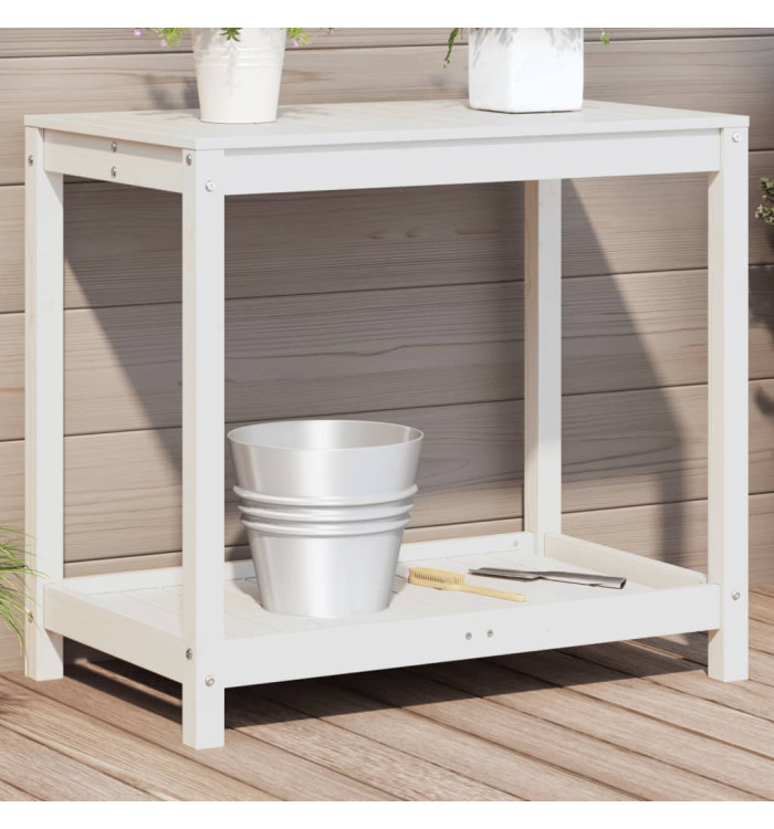 Table de rempotage avec étagère blanc 82,5x50x75 cm massif pin | Mobilier & Déco