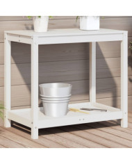 Table de rempotage avec étagère blanc 82,5x50x75 cm massif pin | Mobilier & Déco