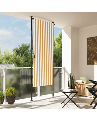 Store roulant d'extérieur orange et blanc 100x270cm tissu acier | Mobilier & Déco