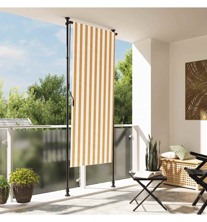 Store roulant d'extérieur orange et blanc 100x270cm tissu acier | Mobilier & Déco