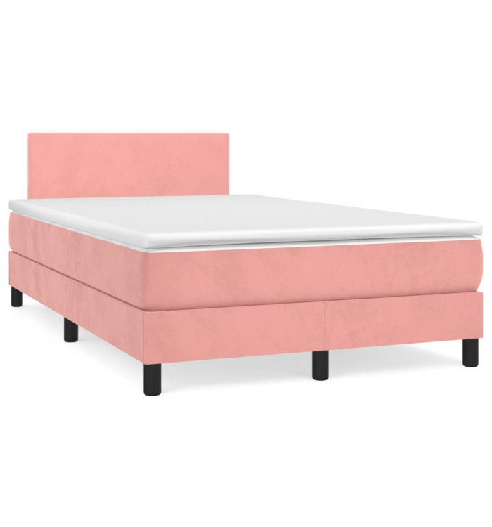 Sommier à lattes de lit avec matelas rose 120x190 cm velours | Mobilier & Déco