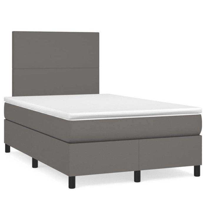 Sommier à lattes de lit matelas LED gris 120x190 cm similicuir | Mobilier & Déco