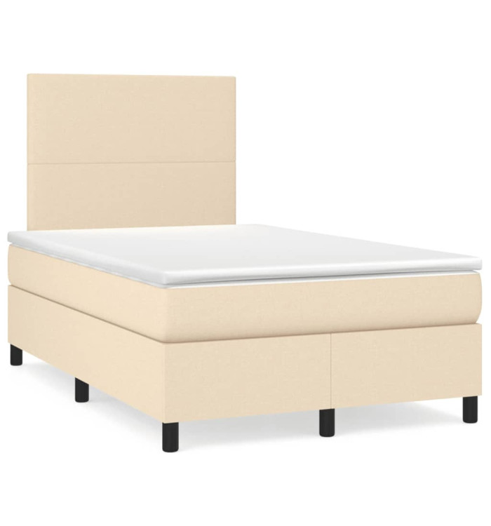 Sommier à lattes de lit avec matelas crème 120x190 cm tissu | Mobilier & Déco
