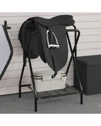 Porte-selle pliable autoportant noir fer | Mobilier & Déco