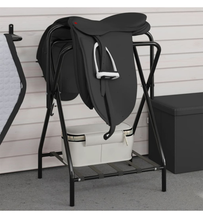 Porte-selle pliable autoportant noir fer | Mobilier & Déco
