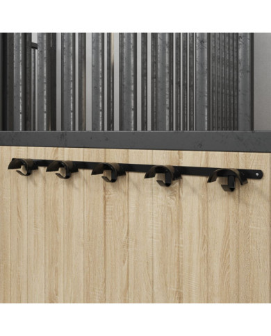 Porte-bride pour 5 brides avec 5 crochets noir fer | Mobilier & Déco