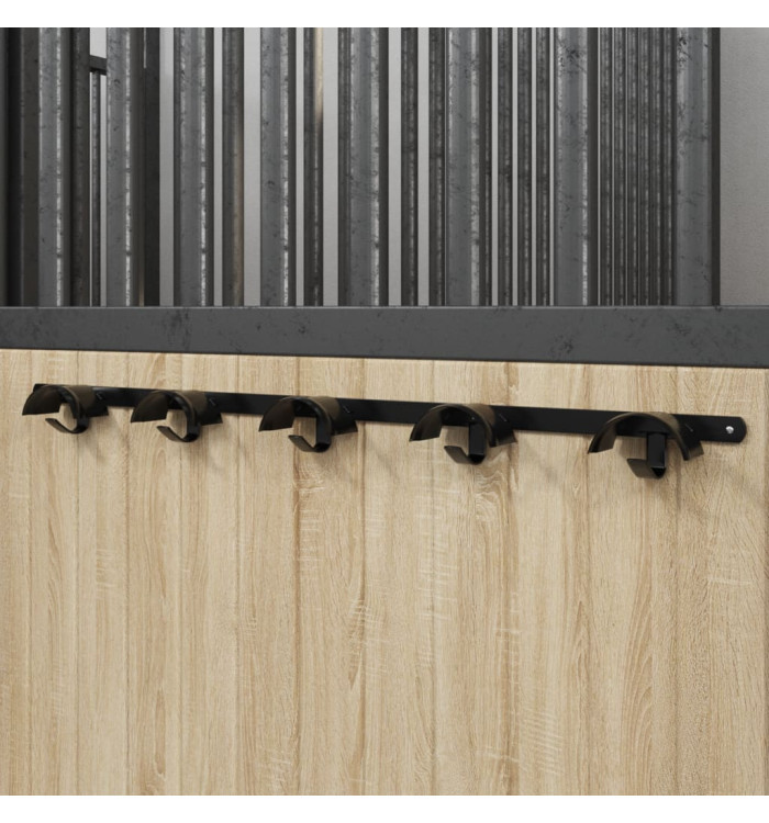Porte-bride pour 5 brides avec 5 crochets noir fer | Mobilier & Déco