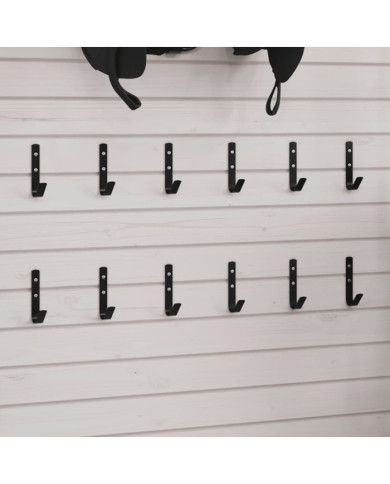 Crochets muraux en forme de J 12 pcs acier noir | Mobilier & Déco