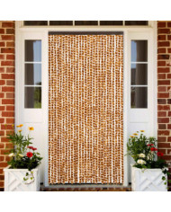 Rideau anti-mouches ocre et blanc 118x220 cm chenille | Mobilier & Déco