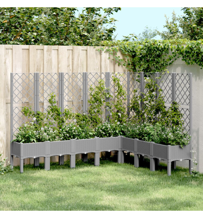 Jardinière avec treillis gris clair 200x160x142 cm PP | Mobilier & Déco