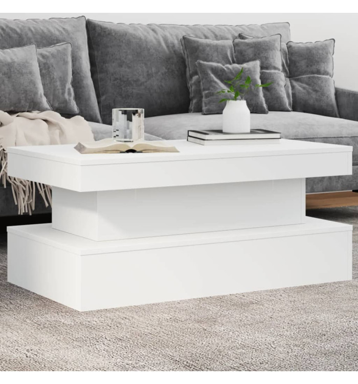 Table basse avec lumières LED blanc 90x50x40 cm | Mobilier & Déco