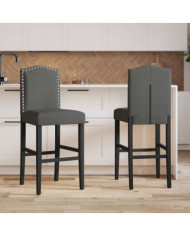 Chaises de bar lot de 2 bois massif d'hévéa et tissu | Mobilier & Déco