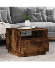 Table basse avec lumières LED chêne fumé 50x49x40 cm | Mobilier & Déco