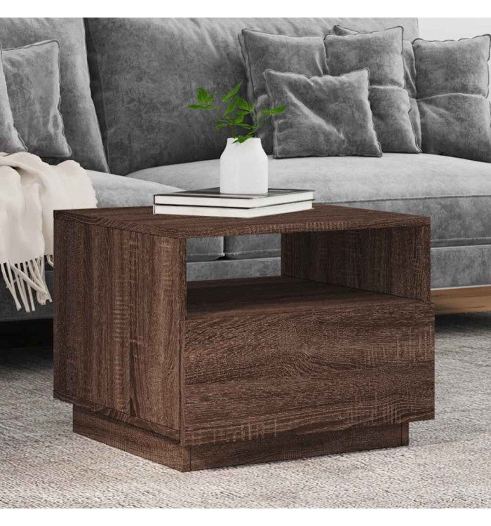 Table basse avec lumières LED chêne marron 50x49x40 cm | Mobilier & Déco