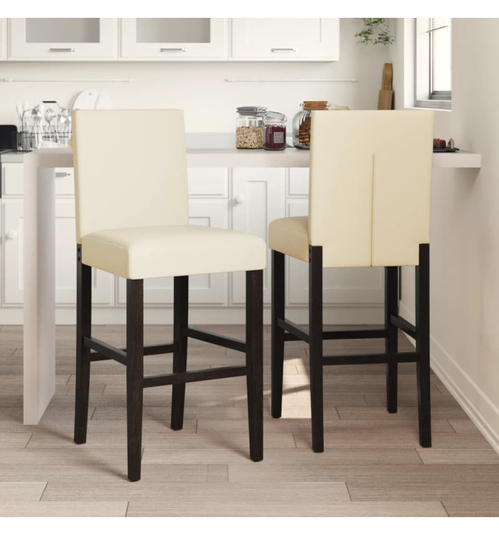 Chaises de bar lot de 2 bois massif d'hévéa et similicuir | Mobilier & Déco