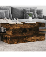 Table basse avec lumières LED chêne fumé 90x50x40 cm | Mobilier & Déco