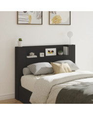 Armoire tête de lit avec LED noir 140x16,5x103,5 cm | Mobilier & Déco