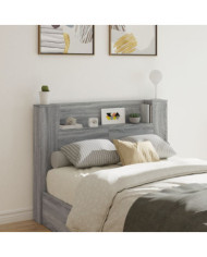 Armoire tête de lit avec LED sonoma gris 140x16,5x103,5 cm | Mobilier & Déco