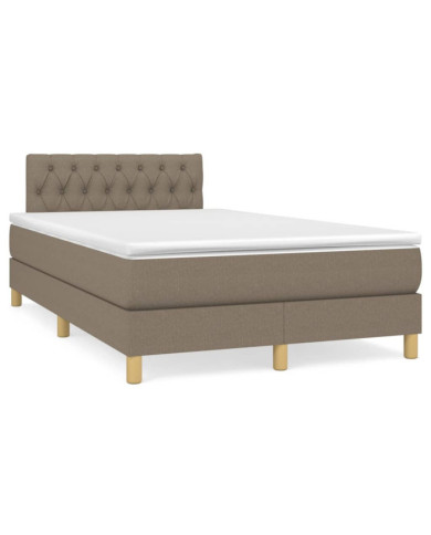 Sommier à lattes de lit avec matelas taupe 120x190 cm tissu | Mobilier & Déco