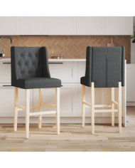 Chaises de bar lot de 2 bois massif d'hévéa et tissu | Mobilier & Déco