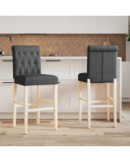 Chaises de bar lot de 2 bois massif d'hévéa et tissu | Mobilier & Déco