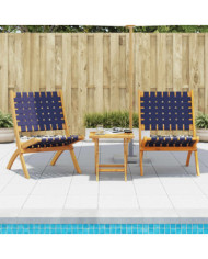 Chaises pliables de jardin lot de 2 avec table bleu foncé bois | Mobilier & Déco
