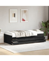 Lit de jour avec tiroirs sans matelas noir 75x190 cm | Mobilier & Déco