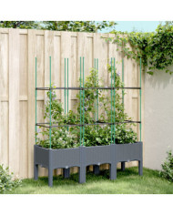 Jardinière avec treillis bleu gris 120x40x142,5 cm PP | Mobilier & Déco