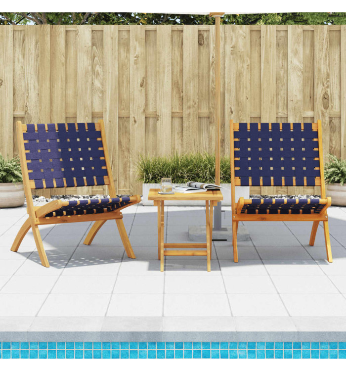 Chaises de jardin pliantes lot de 2 bois d'acacia solide tissu | Mobilier & Déco