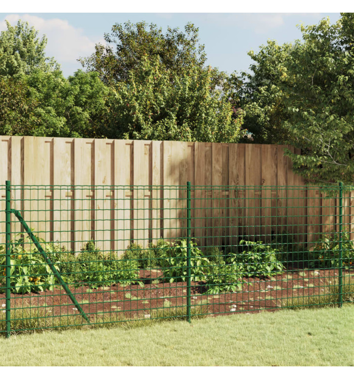 Clôture en treillis métallique et piquet d'ancrage vert 0,8x25m | Mobilier & Déco
