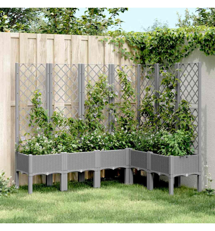 Jardinière avec treillis gris clair 160x120x142 cm PP | Mobilier & Déco