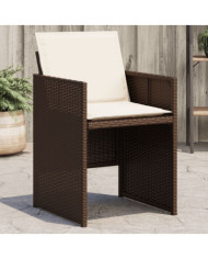 Chaises de jardin avec coussins lot de 4 marron résine tressée | Mobilier & Déco