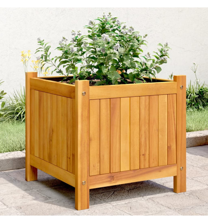 Jardinière avec doublure 42x42x40 cm bois massif d'acacia | Mobilier & Déco