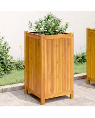 Jardinière avec doublure 42x42x75 cm bois massif d'acacia | Mobilier & Déco
