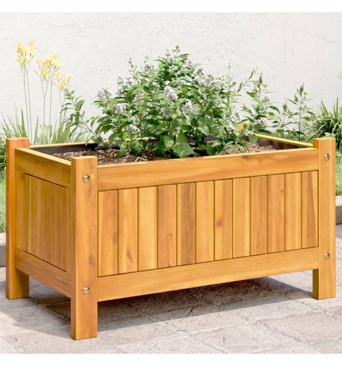 Jardinière avec doublure 54x31x30 cm bois massif d'acacia | Mobilier & Déco