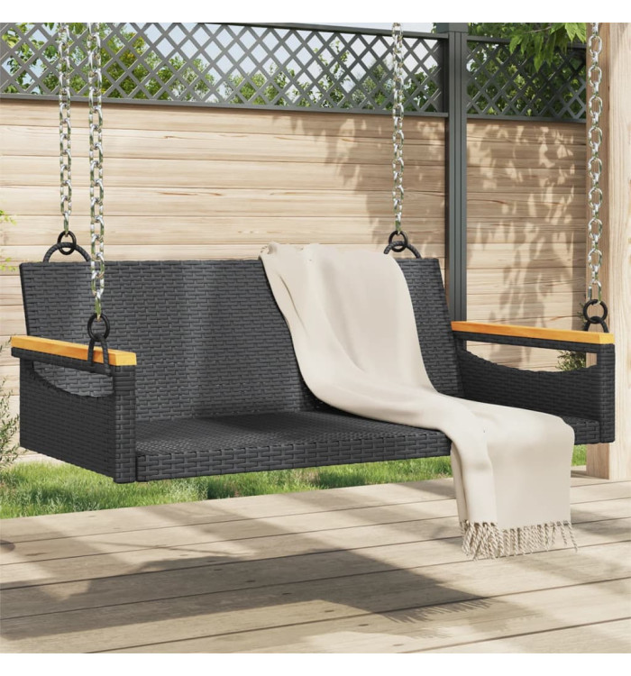 Balancelle noir 109x62x40 cm résine tressée | Mobilier & Déco