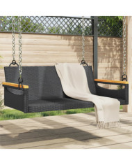 Balancelle noir 109x62x40 cm résine tressée | Mobilier & Déco