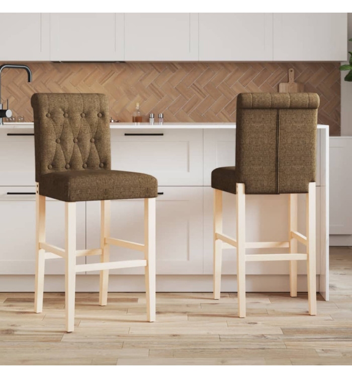 Chaises de bar lot de 2 bois massif d'hévéa et tissu | Mobilier & Déco