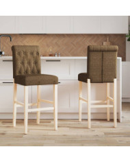 Chaises de bar lot de 2 bois massif d'hévéa et tissu | Mobilier & Déco