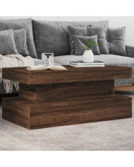 Table basse avec lumières LED chêne marron 90x50x40 cm | Mobilier & Déco