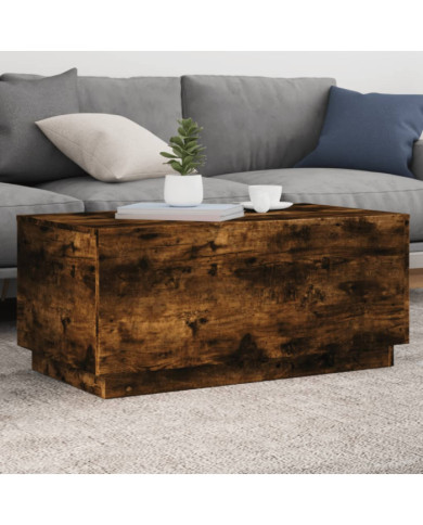 Table basse avec lumières LED chêne fumé 90x50x40 cm | Mobilier & Déco