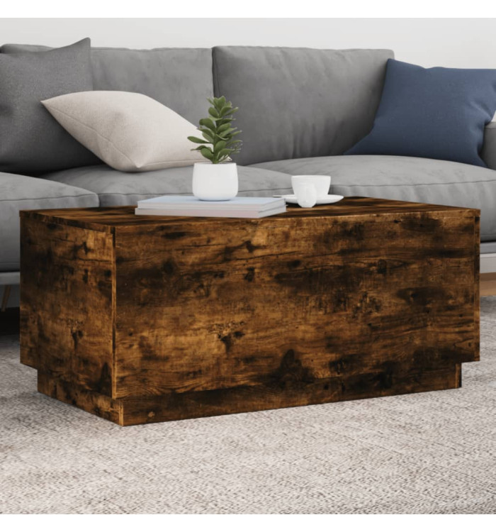Table basse avec lumières LED chêne fumé 90x50x40 cm | Mobilier & Déco