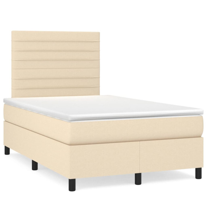 Sommier à lattes de lit avec matelas crème 120x190 cm tissu | Mobilier & Déco