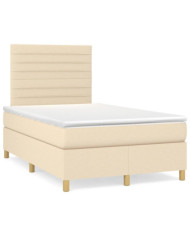Sommier à lattes de lit matelas et LED crème 120x190 cm tissu | Mobilier & Déco