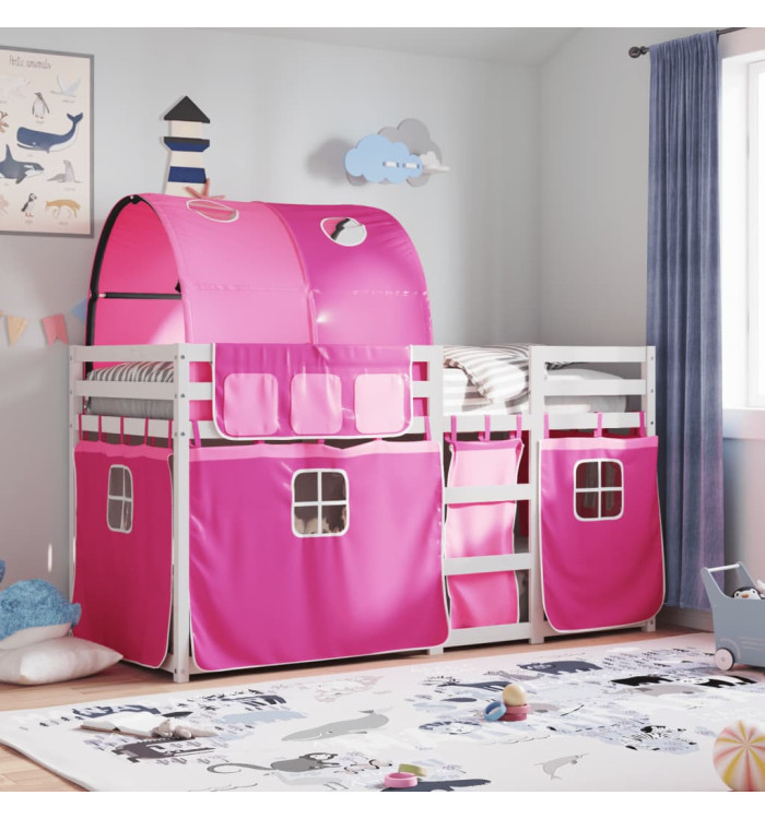 Lit superposé sans matelas rose 75x190 cm bois de pin massif | Mobilier & Déco